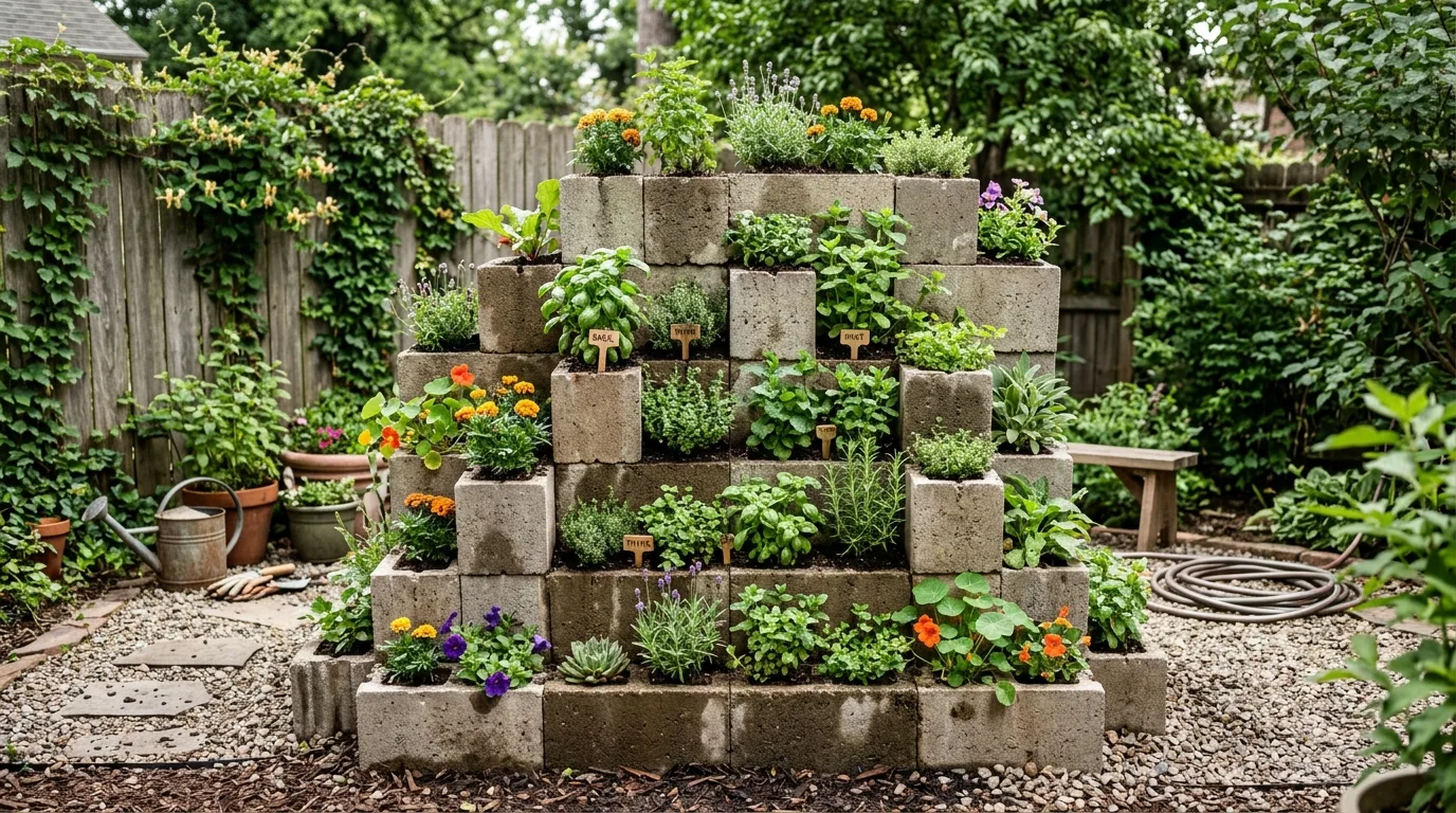 Cinder Block Vertical Garden